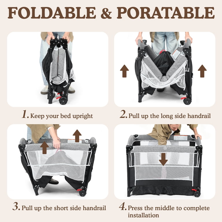 AILEEKISS 4-in-1 Portable Baby Play Yard, Bassinet and Changing