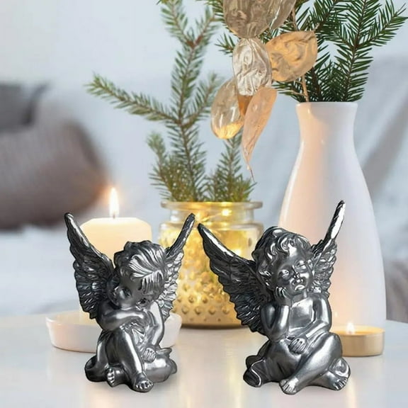 2pcs Small Angel Figurines Resin Cherubs Crafts Peaceful Prayer Sculpture Desktop y7274