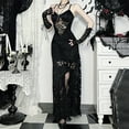thumbnail image 2 of FYEGRE Gothic Dark Elegant Strap Dress Halloween Lace Up Formal Party Attire Black1 M, 2 of 9