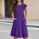 thumbnail image 2 of Teen Girls Dresses Casual Summer Midi Dress with Pockets Short Sleeve Loose Fit Flowy Sundress for Beach Party ,Sie:90, 2 of 9