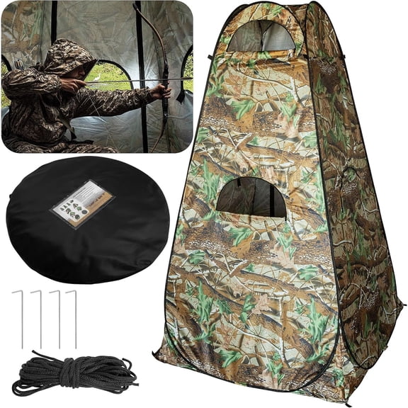 Ebaokuup Portable Hunting Blind - 75x47x47 in 1-Person Camouflage Tent with Zipper Windows