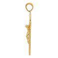 thumbnail image 2 of 14k Yellow Gold Textured Crucifix Latin Cross Pendant Charm, 2 of 4