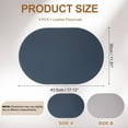 thumbnail image 2 of Uxcell Leather Placemats Sets of 4, PU Leather Dual Sided Oval Non-Slip Table Mats Washable Heat Resistant Waterproof Oil Proof Place Mats for Kitchen Dining(Blue/Light Grey), 2 of 7