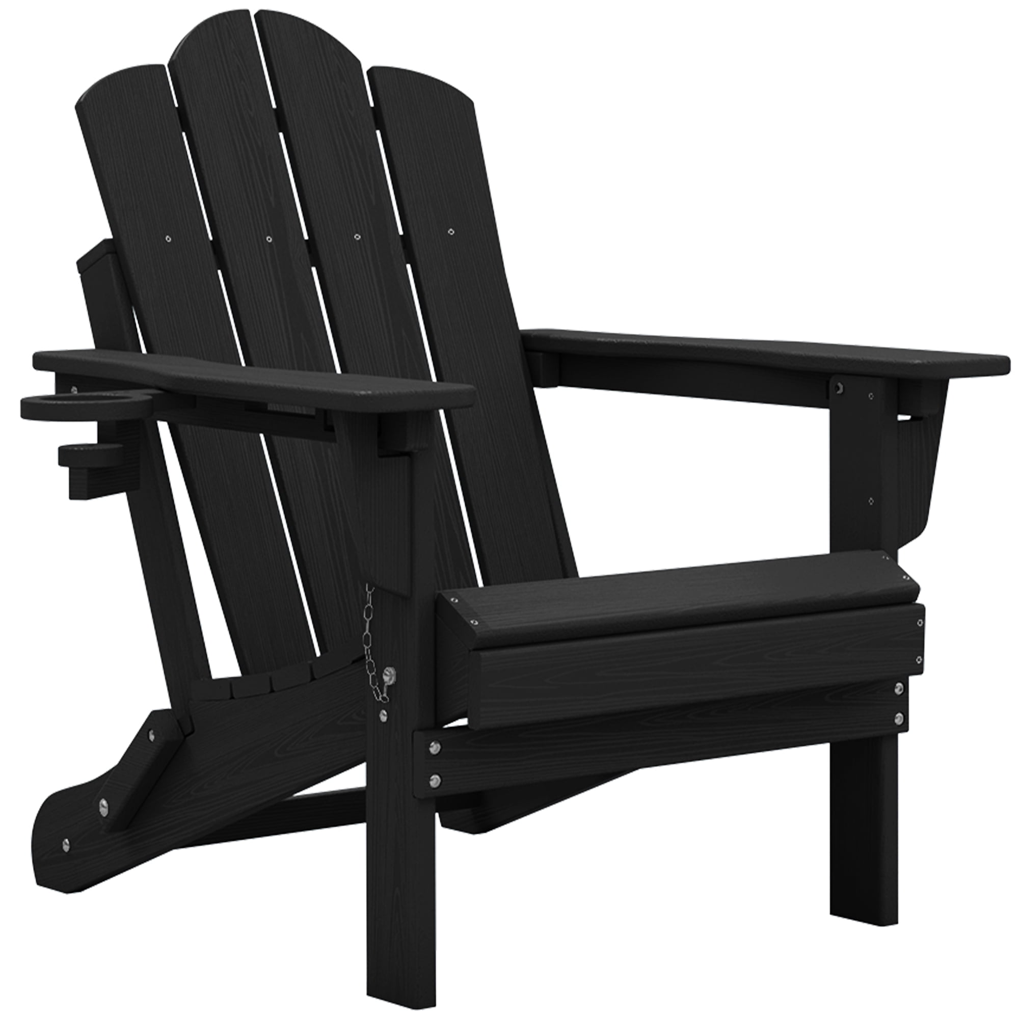 KINGYES Folding Adjustable Adirondack Chairs Set of 4, All Weather Use Reclining Adirondack Chair, HDPE Adirondack Outdoor Chair - Black