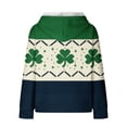 thumbnail image 2 of Craaazy Women's Cozy St. Patrick's Day Shamrock Print Long Sleeve Hoodie Tops with Pockets Gifts, 2 of 5