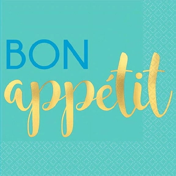 Various Adult Birthday Bon Appetit Disposable Blue Napkins, 16 Count