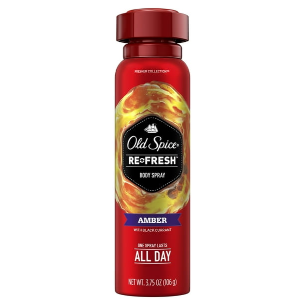 Old Spice Amber Body Spray for Men, 3.75 Oz