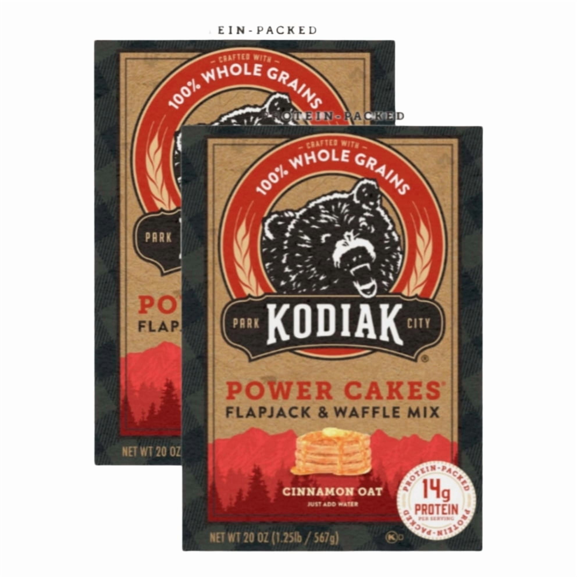 Kodiak Protein-Packed Power Cakes Cinnamon Oat Pancake and Waffle Mix, 20 oz Box (2 pack) and 8in Silicone Spatula (Color Varies)