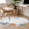 thumbnail image 4 of Round Rugs 3 Ft, Orange Blue Starfish Coastal Non Slip Area Rugs for Kitchen Bedroom Entryway, Summer Beach Eucalyptus Retro Washable Carpet Runner Rug Floor Mats for Bedroom Home Decor, 4 of 8