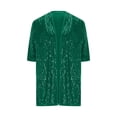 thumbnail image 5 of Staron Women's Sequin Jacket Three-Quarter Sleeve Casual Party Bling Cardigan Open Front Shiny Top, Green XXL, 5 of 7