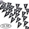 31.5ft Halloween Jolly Roger Banner, Skull Pirate Flags 30Pcs Triangle Flags Bunting for Halloween Party Pirate Party and Outdoor Decoration, Vivid Color and UV Fade Resistant