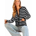 thumbnail image 3 of Women'S Lightweights Button Down Long Sleeve Casual Crew Neck Soft Knit Cardigan Sweater Tops Black & White S, 3 of 9