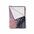 thumbnail image 2 of American Soft Flannel Fleece Throw Blanket, Philadelphia under a Hazy Sunset Train on Vibrant Bridge Skyscrapers Landscape, Cozy Plush for Indoor and Outdoor Use, 50" x 60", Purple Blue, by Ambesonne, 2 of 6