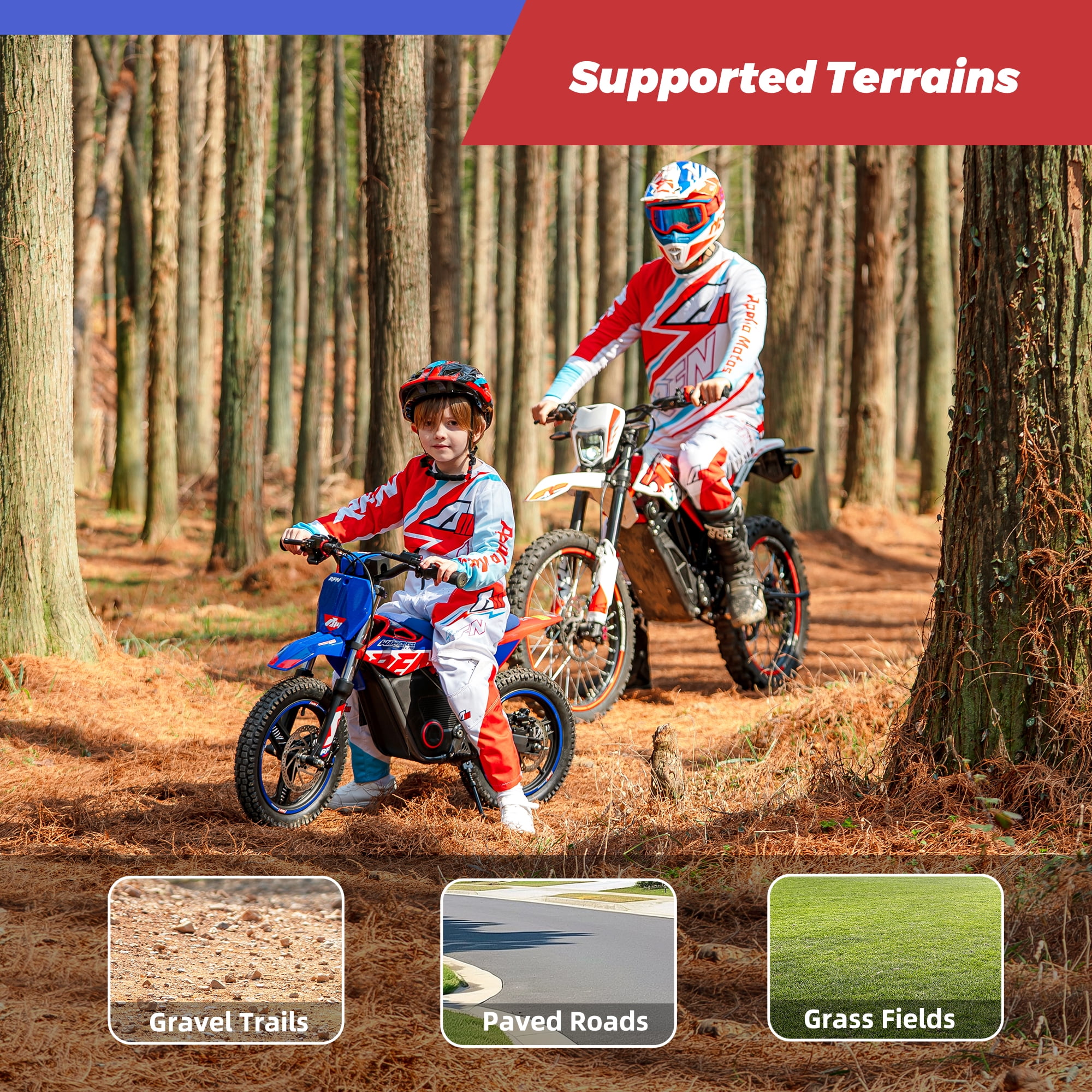 RFN Warrior Kids SX-E150 24V 200W Kids Electric Dirt Bike – 2-Speed Off-Road Motorcycle, 8 mph, with 13 mile Range, Ages 3-6