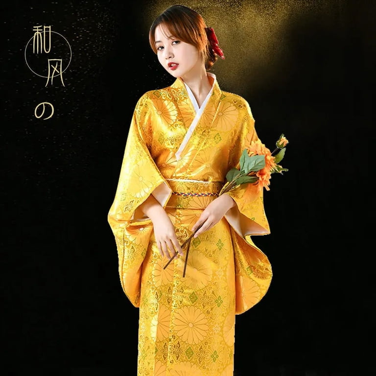 Gold Silk Brocade Japanese Kimono Women Formal Wear Traditional Improved Kimono Yukata Stage Anime Flower Loose Oiran Costume - Walmart.com Gold Silk Brocade Japanese Kimono Women Formal Wear Traditional Improved Kimono Yukata Stage Anime Flower Loose Oiran Costume - Walmart.com