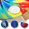 thumbnail image 4 of Colorful Rainbow Tie Dye Spiral Pattern Round Fitted Tablecloth with Elastic Edge,Dining Table Cover Waterproof,Outdoor Round Tablecloth for Camping,Dining,Indoor and Outdoor, 4 of 7