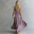 thumbnail image 4 of Womens Halter Sleeveless Casual Long Dress, Summer Pleated Waist Maxi Sundress, Elegant Flowy Swing Beach Dress for Party, 4 of 6