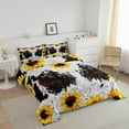 thumbnail image 2 of Sunflower Cow Comforter Set for Cabin Decor, Highland Cow Animal Bedding Set, Yellow Floral Quilted Duvet,Wildlife Farmhouse Cow Cowhide Down Comforter Twin Size with 1 Pillow Sham, 2 of 6