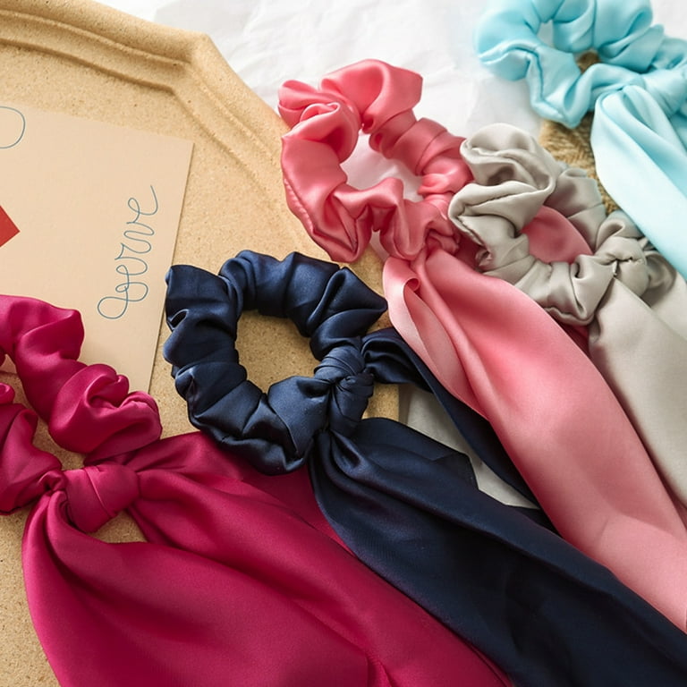 Bow Scrunchies Silk Hair Ties for Women Satin Scrunchie for Hair