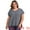Blue Gray, variant on Women's Plus V Neck Vertical Stripe Drop Shoulder Blouse 1X Black