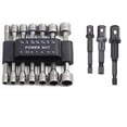 thumbnail image 1 of PANOVOS 17pc Power Nuts Driver Drill Bit Tools Set Metric Socket Wrench Screw 1/4'' Driver Hex shank/Impact Socket Adapters Set, 1 of 2