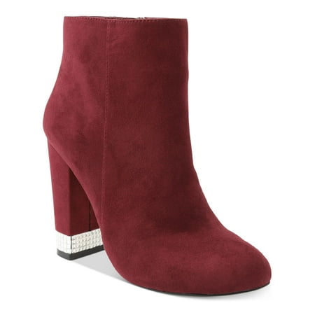 

XOXO Womens Red Embellished Comfort Yardria Round Toe Block Heel Zip-Up Dress Booties 8