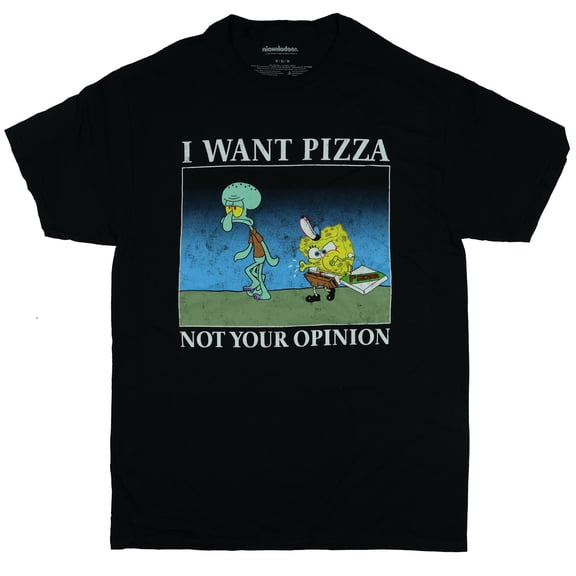 SpongeBob Squarepants T-Shirt Men's I Want Pizza Character Tee (M)