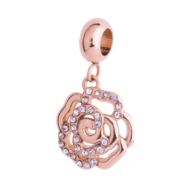 Charm para Pulsera LuckyLy, Dije de Flor, Acero Inoxidable y Zirconia Cúbica, Modelo Daisy rosa UNITALLA