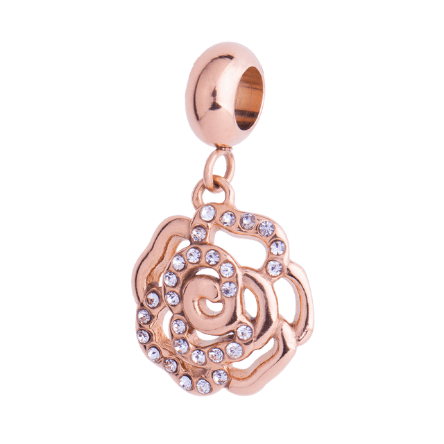 Charm para Pulsera LuckyLy, Dije de Flor, Acero Inoxidable y Zirconia Cúbica, Modelo Daisy rosa UNITALLA