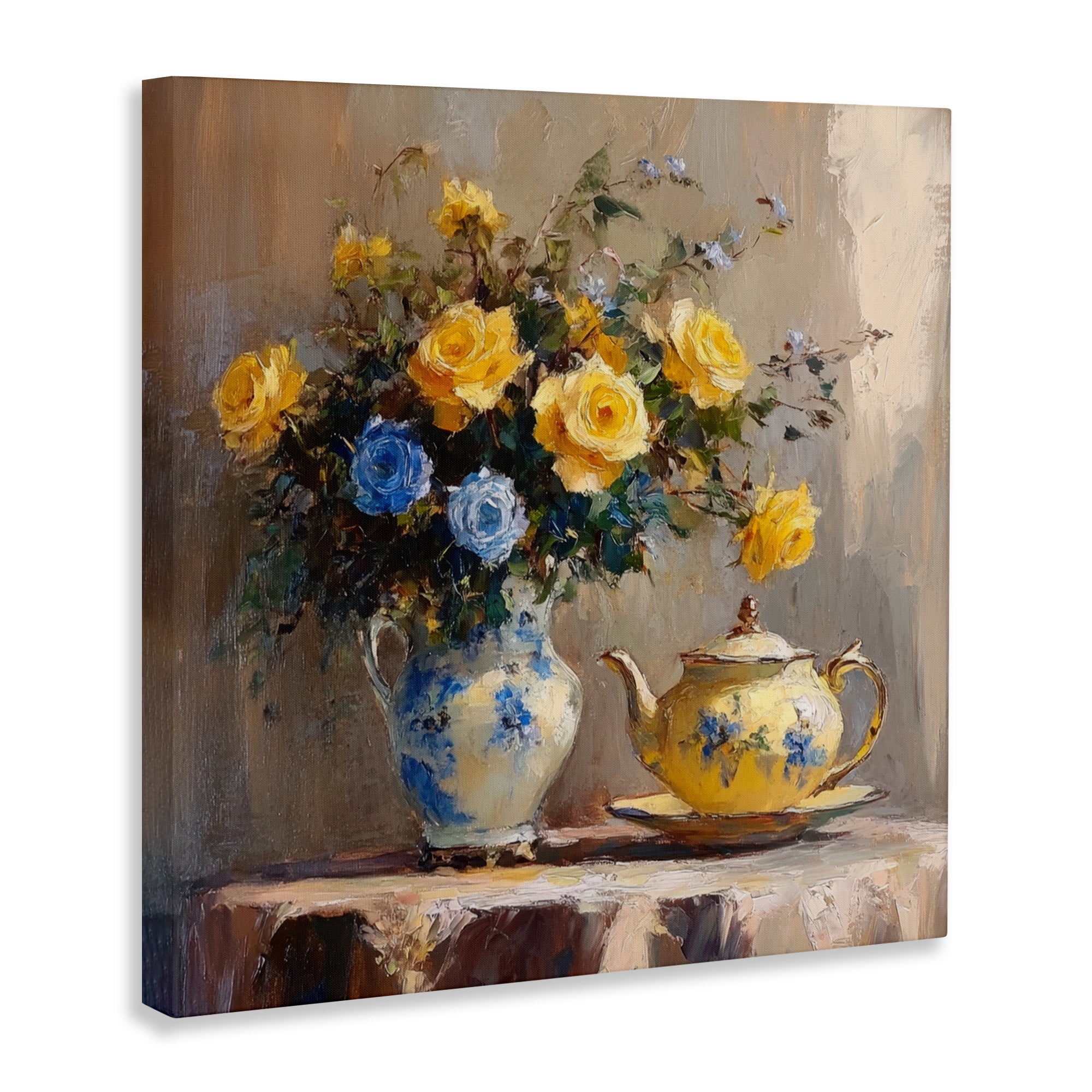 Stupell Industries Tea Time Blue & Yellow Bouquet Canvas Wall Art, design by Petal Prints Design