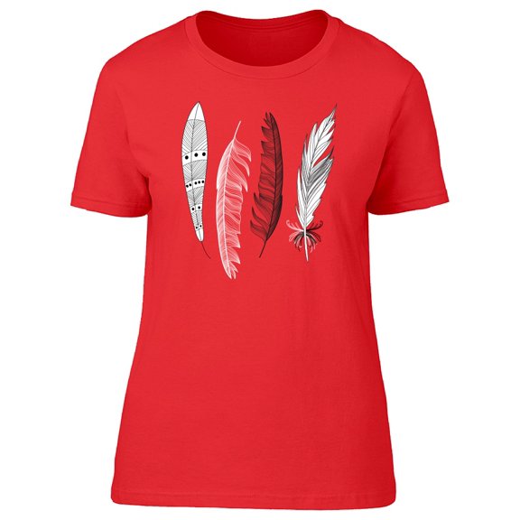 Four Different Style Of Feathers Tee Women's -Image by Shutterstock