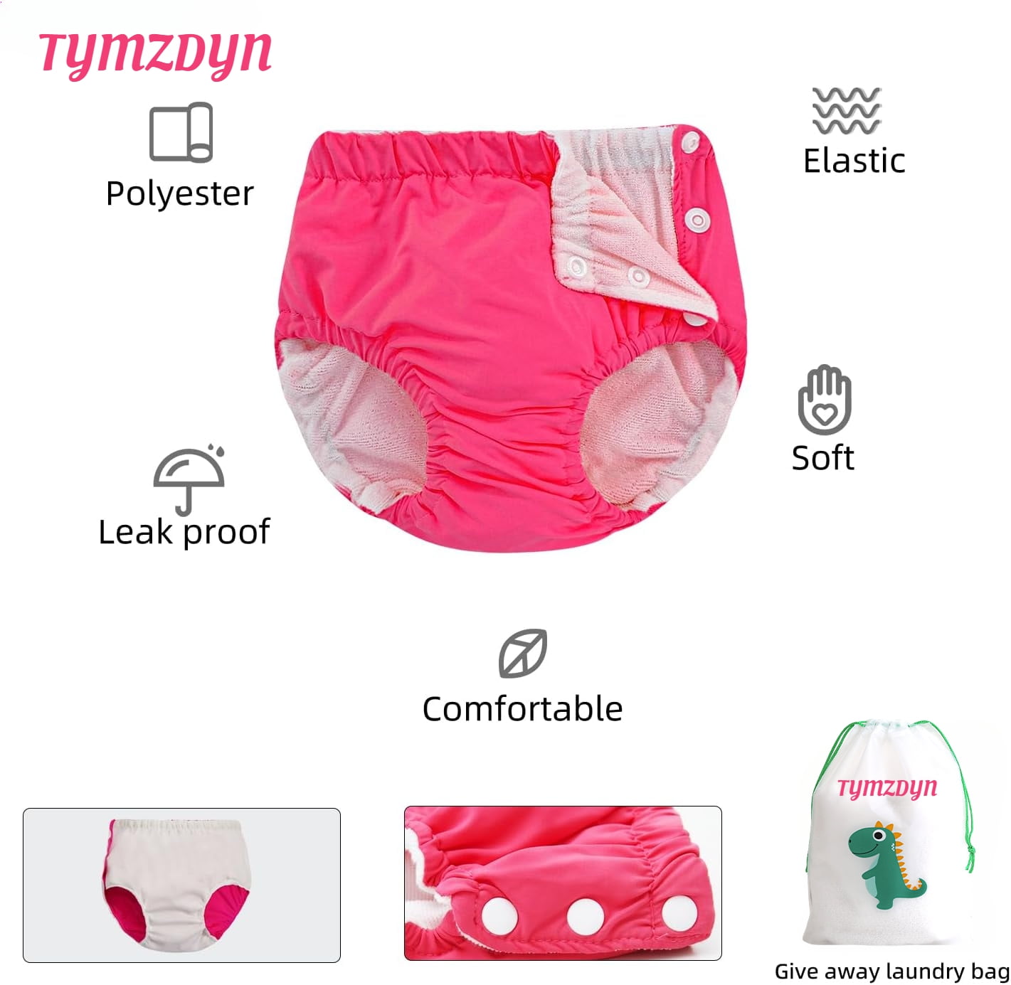 TYMZDYN 2 Packs Baby Reusable Swim Diapers Soft and Silky Toddler Swim Diaper Washable Baby Swim Diaper 3T Baby Swim Trunks Swimming Diapers Size 3 Waterproof Diapers for Swimming Boys and Girls