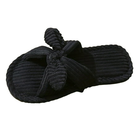 

WNVMWI Corduroy Bow Slippers for Women Indoor Outdoor Fashion Cotton Shoes Open Toe Slip-on House Slippers Casual Bedroom Shoes 36