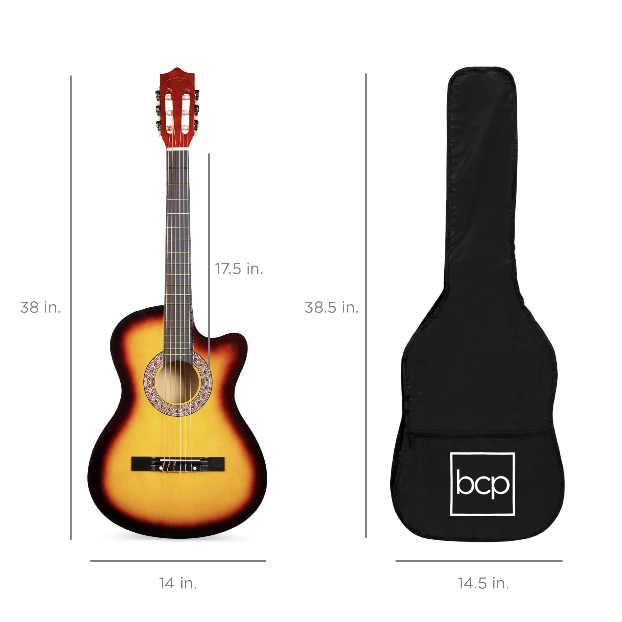 Star Acoustic Guitar 38 Inch with Bag, Tuner, Strings, Picks and  Beginner's Guide, Redburst (831-BTSPM-RDB) より