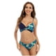 thumbnail image 1 of Bikini para mujer Traje de baño Estampado floral con cordones Cuello en V Traje de baño de dos piezas, Azul-1, 2xl Feliz Sencillez, 1 of 5