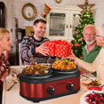 thumbnail image 6 of Double Slow Cooker, 2 X 1.25QT Slow Cooker with 3 Cooking Settings, Buffet Servers and Warmers with Dishwasher-Safe Ceramic Pot, Glass Lid, Red, 6 of 15
