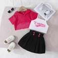 thumbnail image 2 of JaJaho Girls Fashion Outfits 3-8 Years Summer Casual Sets Mesh Short Sleeve Tops White Vest Black Pleated Skirt Toddler Playwear Comfortable Elastic Waist Solid Color Classic Dailywear, 2 of 9