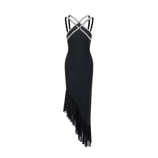 Vestido Bellabarnetten Nialla sin mangas con volantes en forma de diamante