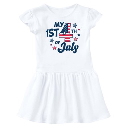 

Inktastic My 1st 4th of July with Striped Stars Gift Baby Girl Dress
