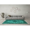 thumbnail image 3 of Ahgly Company Machine Washable Indoor Rectangle Oriental Turquoise Blue Industrial Area Rugs, 3' x 5', 3 of 4
