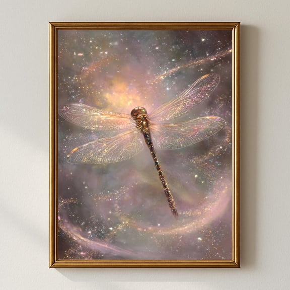 Celestial Dragonfly Wall Art, Mystical Fantasy, Whimsical For Cottagecore And Fairycore Decor Home Decor #1071, Unframed Poster Size 8x12