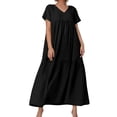 thumbnail image 1 of V Neck Irregular Hem Maxi Dress For Women Spring Summer Color Styles In Various Sizes, 1 of 5