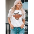 thumbnail image 4 of POGLIP T-Shirt Blanc Mignon Léopard Col Rond pour Femmes, 4 of 6