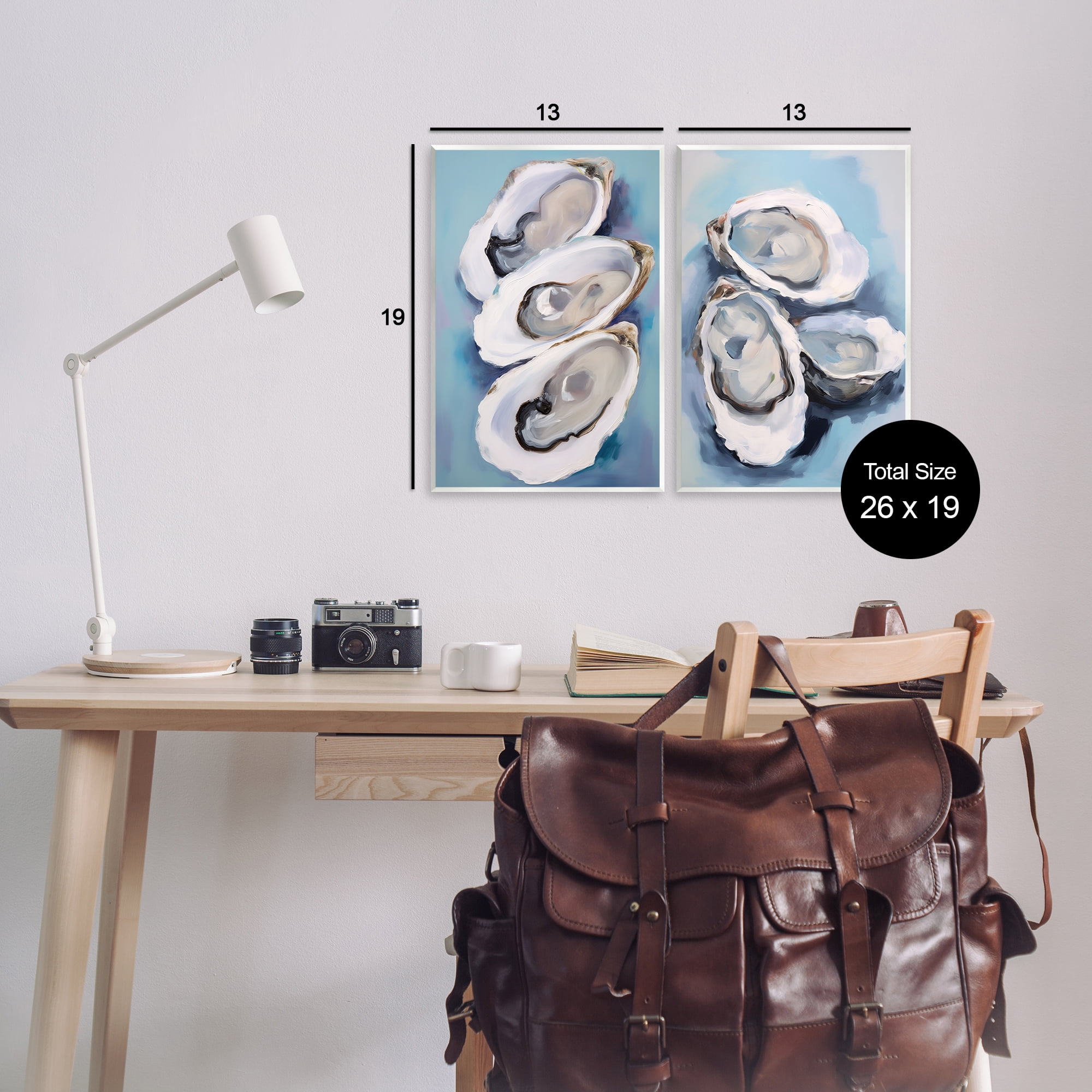Stupell Industries Trio Half Shell Oysters Nautical & Beach Painting Unframed Art Print Wall Art, 13 x 19, Set of 2