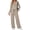 Grey Khaki, variant on Fantaslook Fall Fashion Two Piece Lounge Sets for Women Henley V Neck Vacation Travel Outfit Casual Wide Leg Pants Matching Sets Women Clothing