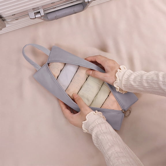 SouMaox Travel Storage Bag, Portable Organizer, Small Clothes Pouch for Underwear, Compact Packing Cube for Neat Suitcase, 3.94" x 3.94" x 10.63" Gray