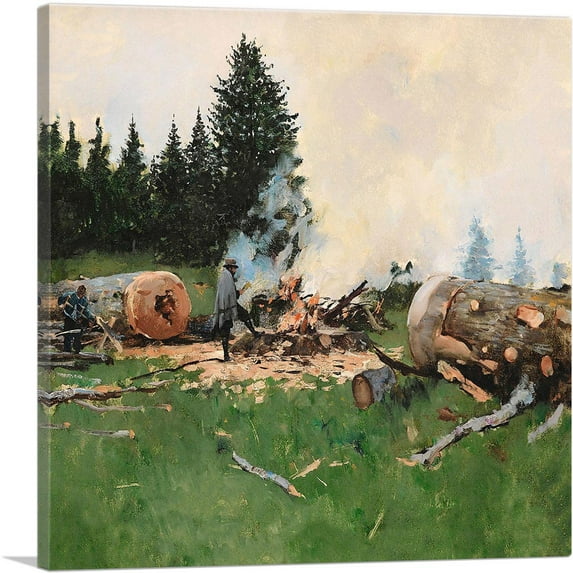 ARTCANVAS Woodman In a Mountain Village Canvas Art Print by Jean Beraud - Size: 26" x 26" (0.75" Deep)