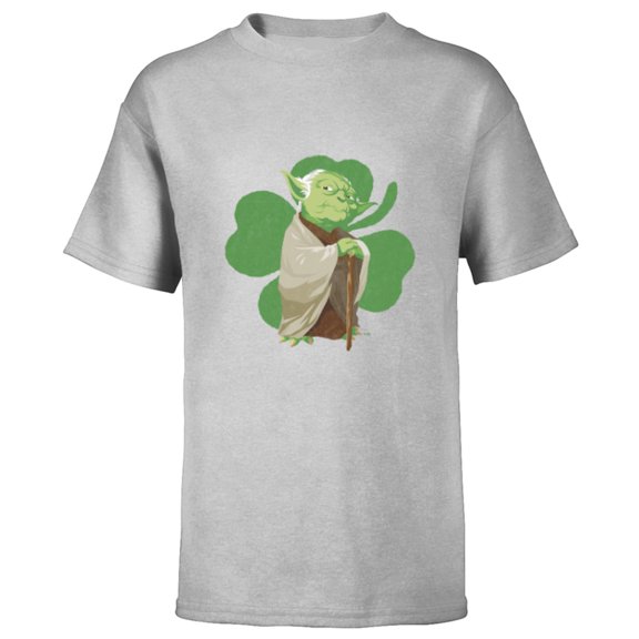 Star Wars Yoda Lucky Shamrock St. Patrick’s Day - Short Sleeve T-Shirt for Kids - Customized-Athletic Heather