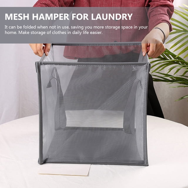 HAMPPLIES Canasta De Ropa De Malla Con Asa Cómoda Y Plegable Para Facilitar El Transporte