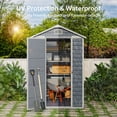 thumbnail image 2 of Asofer 6x4ft Resin Storage Shed, Plastic Outdoor Shed with Floor, Side Window, Lockable Door for Backyard, Garden, Patio, Gray, 2 of 10